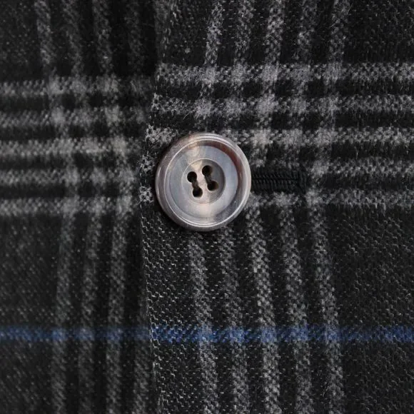 Kiton Sport Coat Size 48 38R US Black Gray & Blue Plaid Vicuna/Cashmere/Silk - Picture 2 of 10